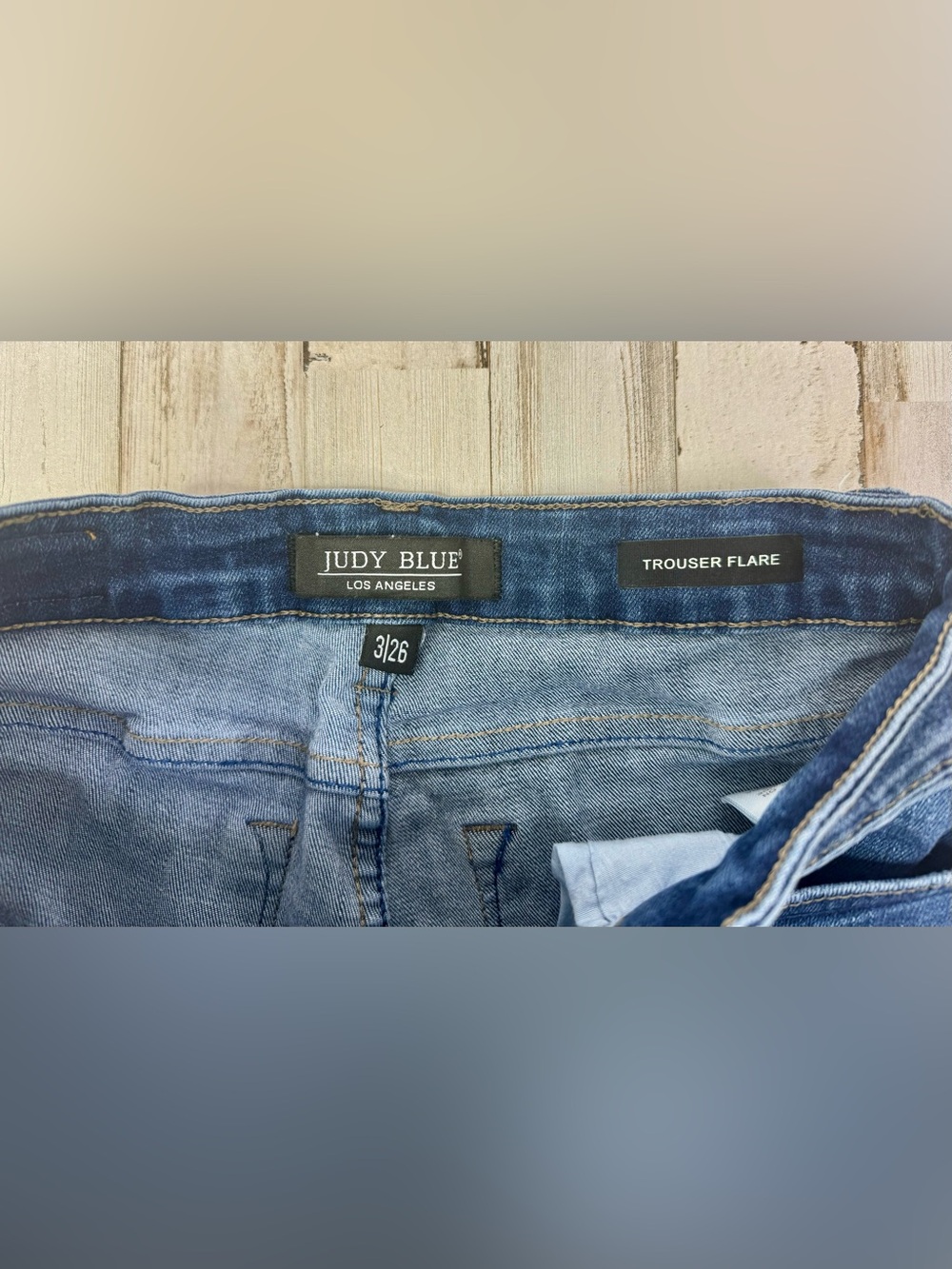 Judy Blue Jeans Womens 3/26 (25x31) Blue Mid Rise Trouser Flare Fit - Picture 4 of 11